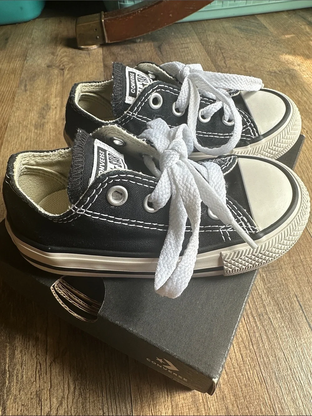 Converse Kids Black & White Low Top Sneakers